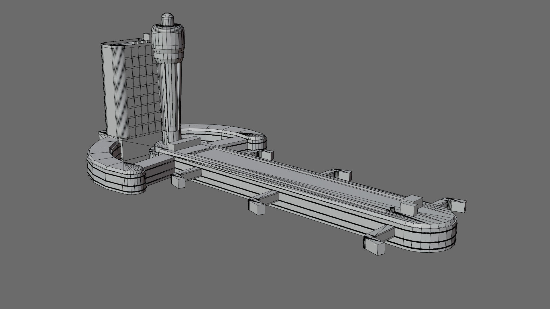 Cartoon airport Low-poly 3D model_24