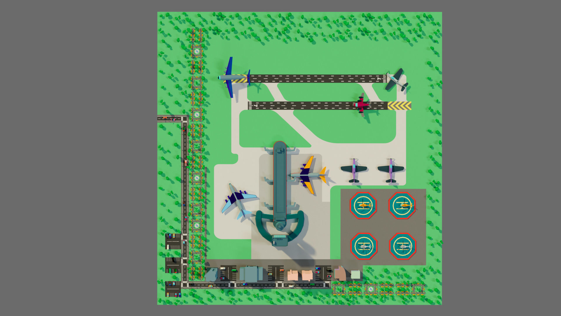 Cartoon airport Low-poly 3D model_21