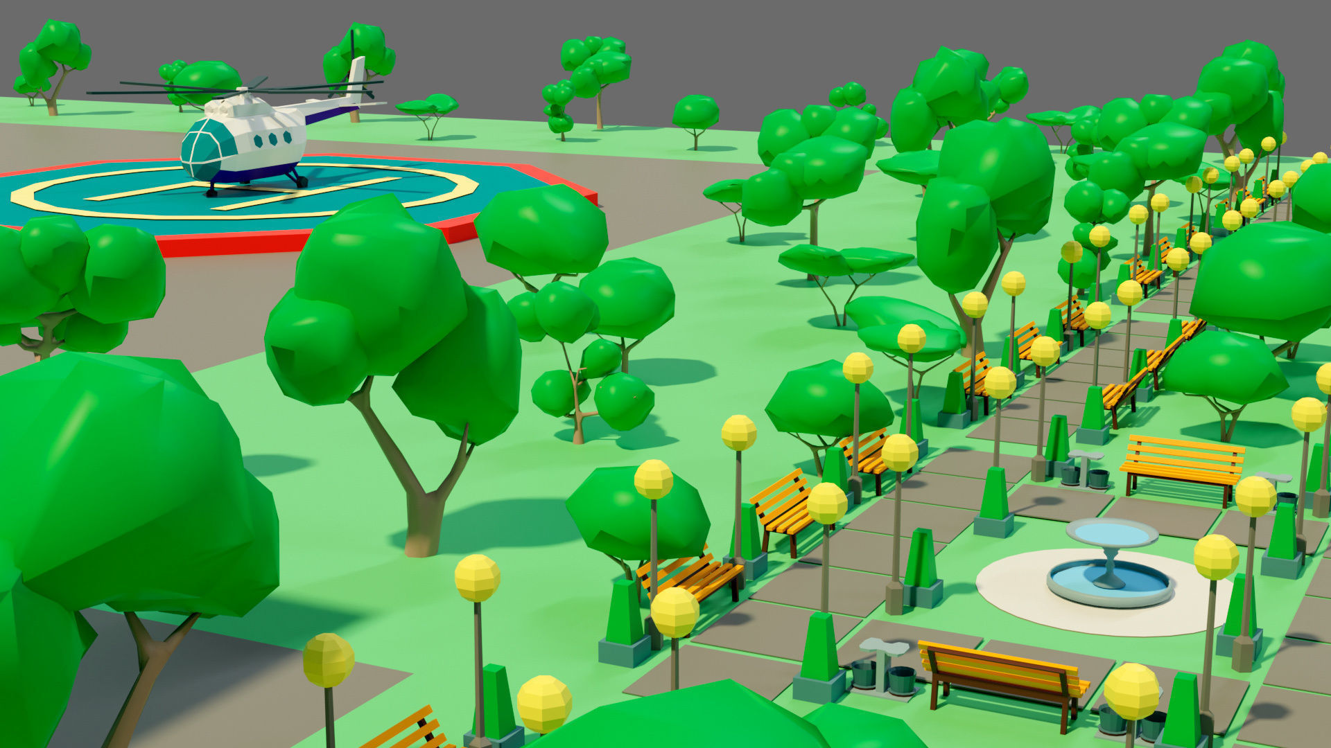 Cartoon airport Low-poly 3D model_8