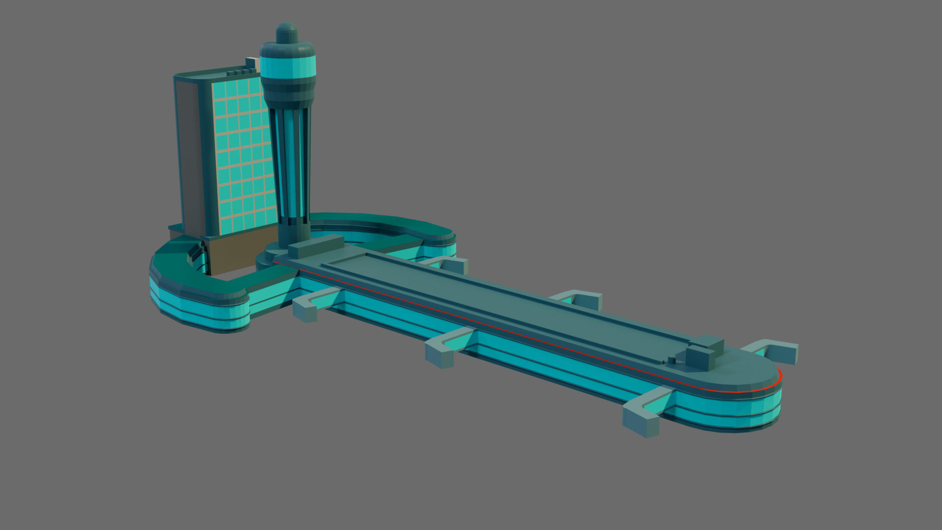 Cartoon airport Low-poly 3D model_23
