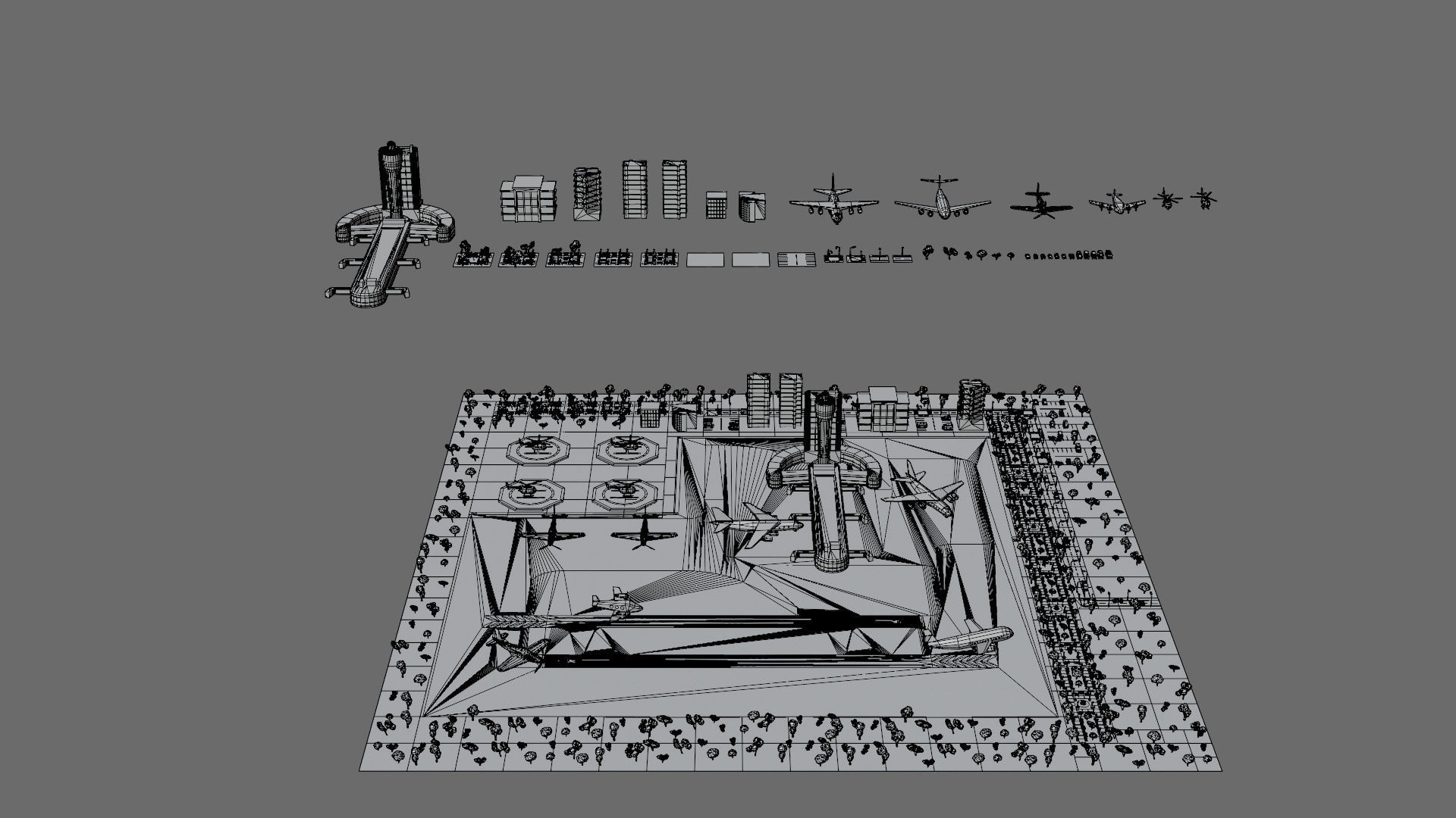 Cartoon airport Low-poly 3D model_62