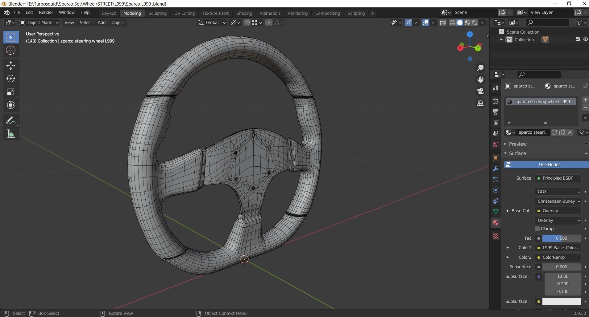 Steering Wheel Sparco L999 3D model_11