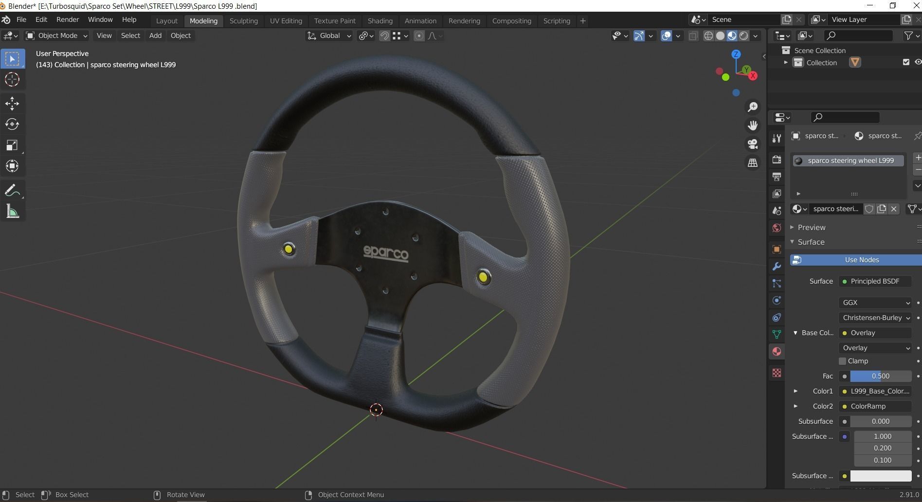 Steering Wheel Sparco L999 3D model_9