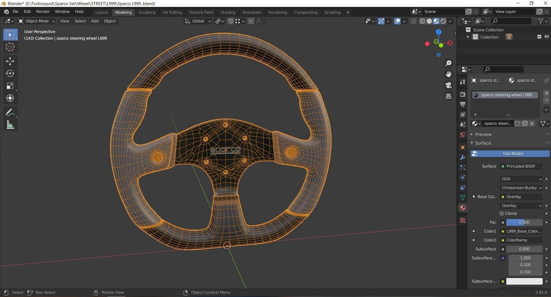 Steering Wheel Sparco L999 3D model_10