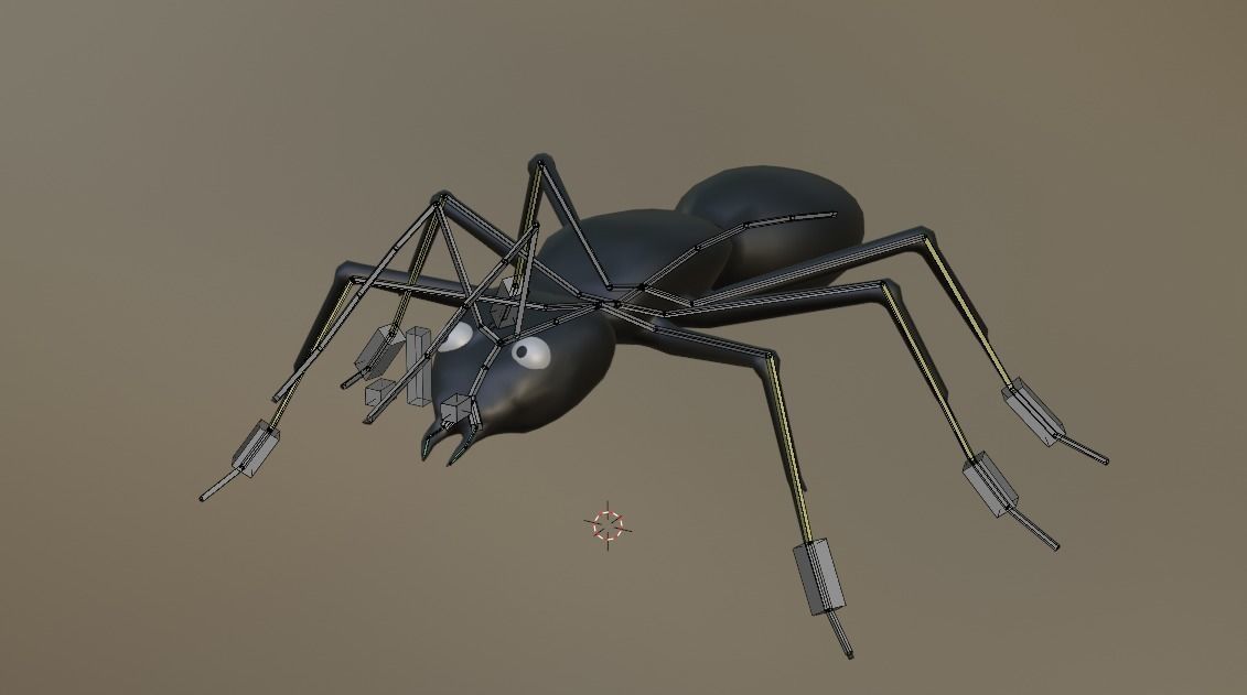 Black Ant Rigged 3D model LowPoly Low-poly 3D model_3