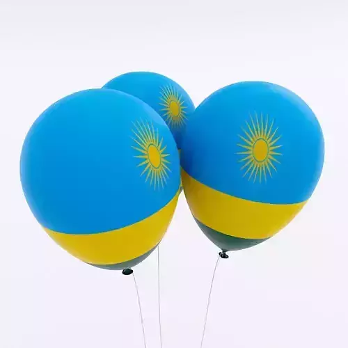 Rwanda country balloon low poly 3d model 