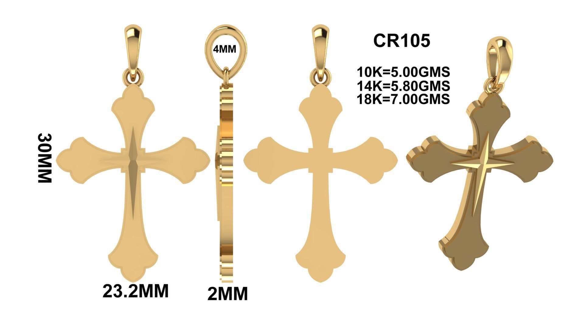 CROSS PENDANT CR105 3D print model_6