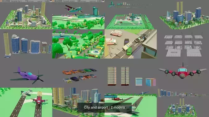 City and airport 3D Model Collection