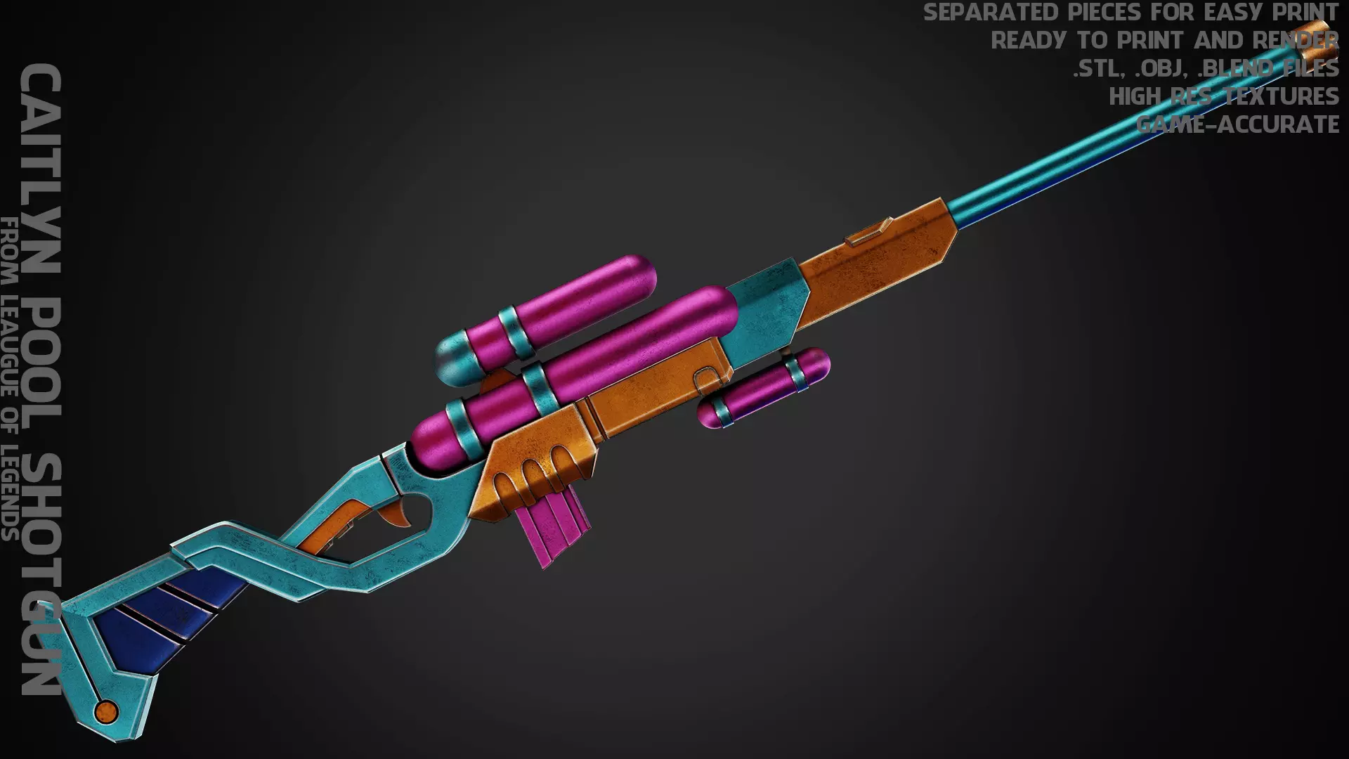 Caitlyn Pool Party Skin Shotgun for Cosplay 3D print model_0