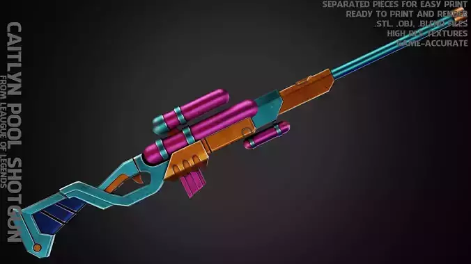 Caitlyn Pool Party Skin Shotgun for Cosplay 3D print model