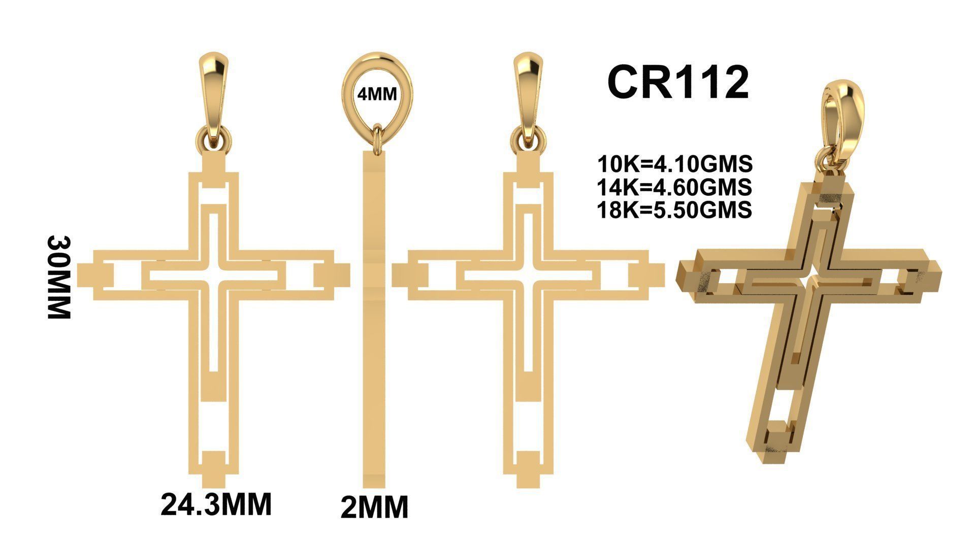 CROSS PENDANT CR112 3D print model_6