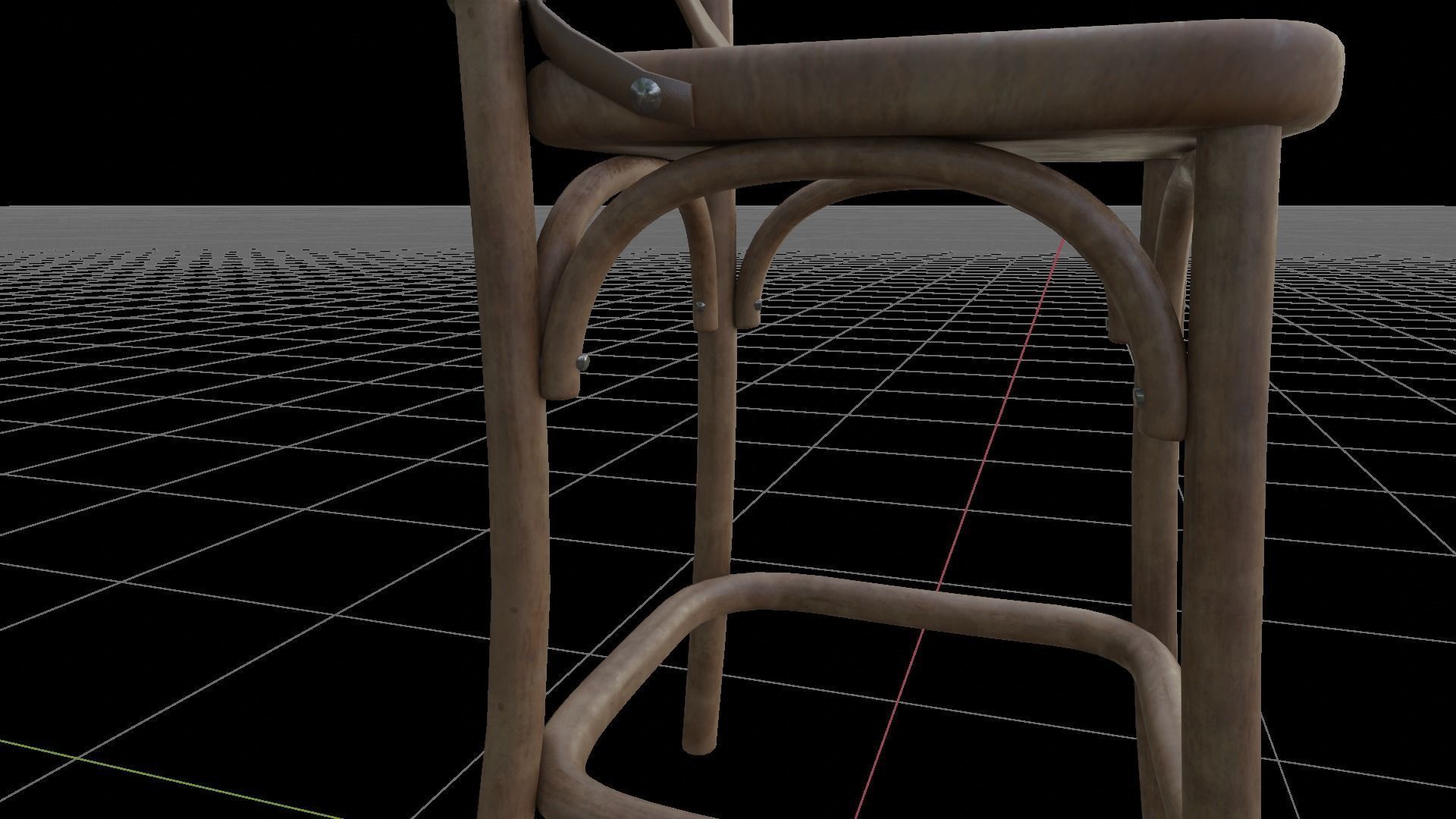 High wood cross back Chair for interiors 3D model_2