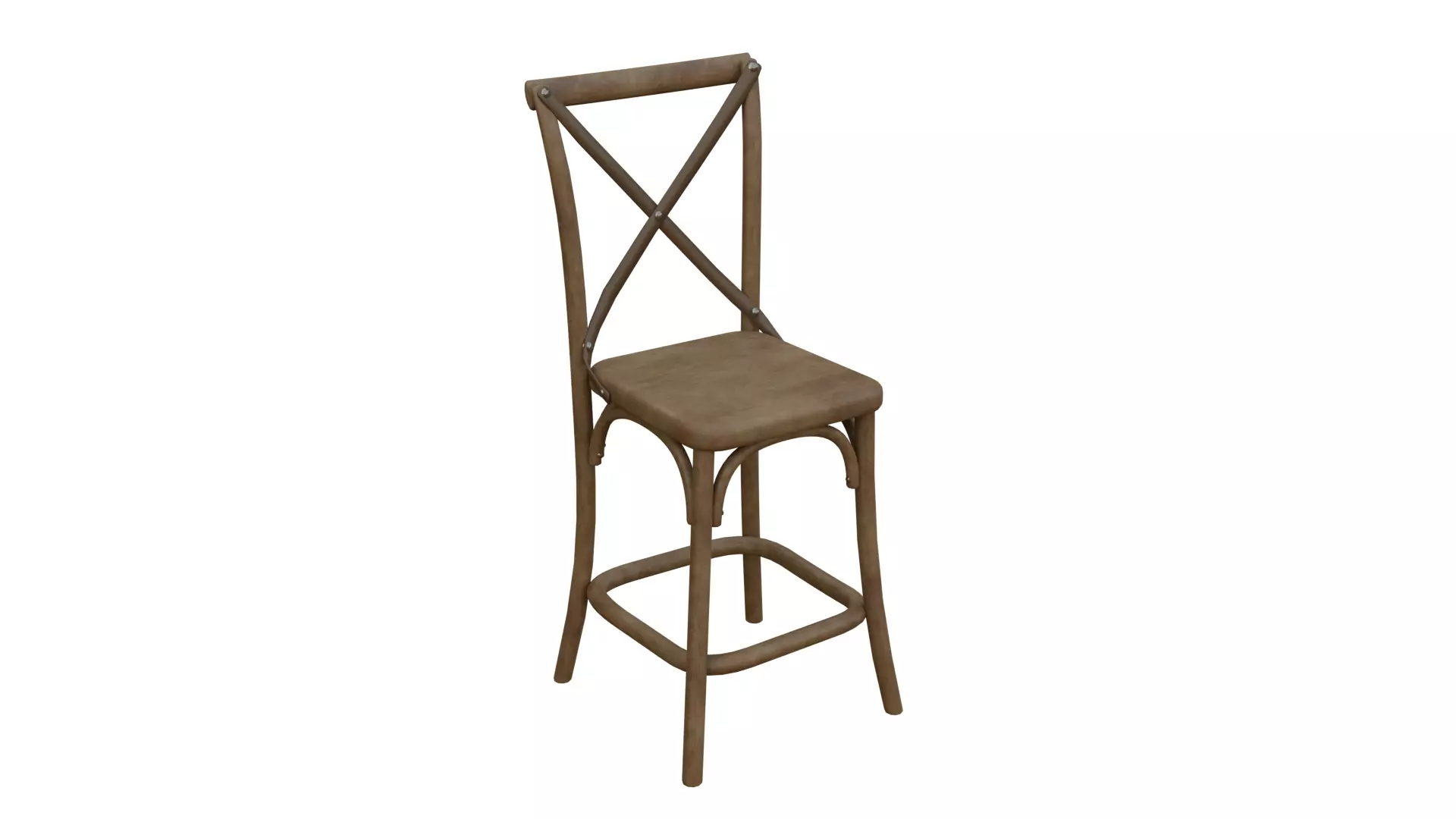 High wood cross back Chair for interiors 3D model_0