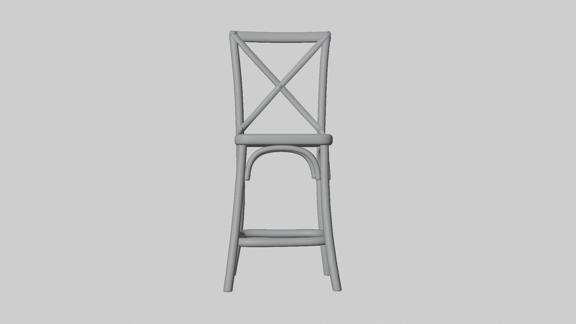 High wood cross back Chair for interiors 3D model_1
