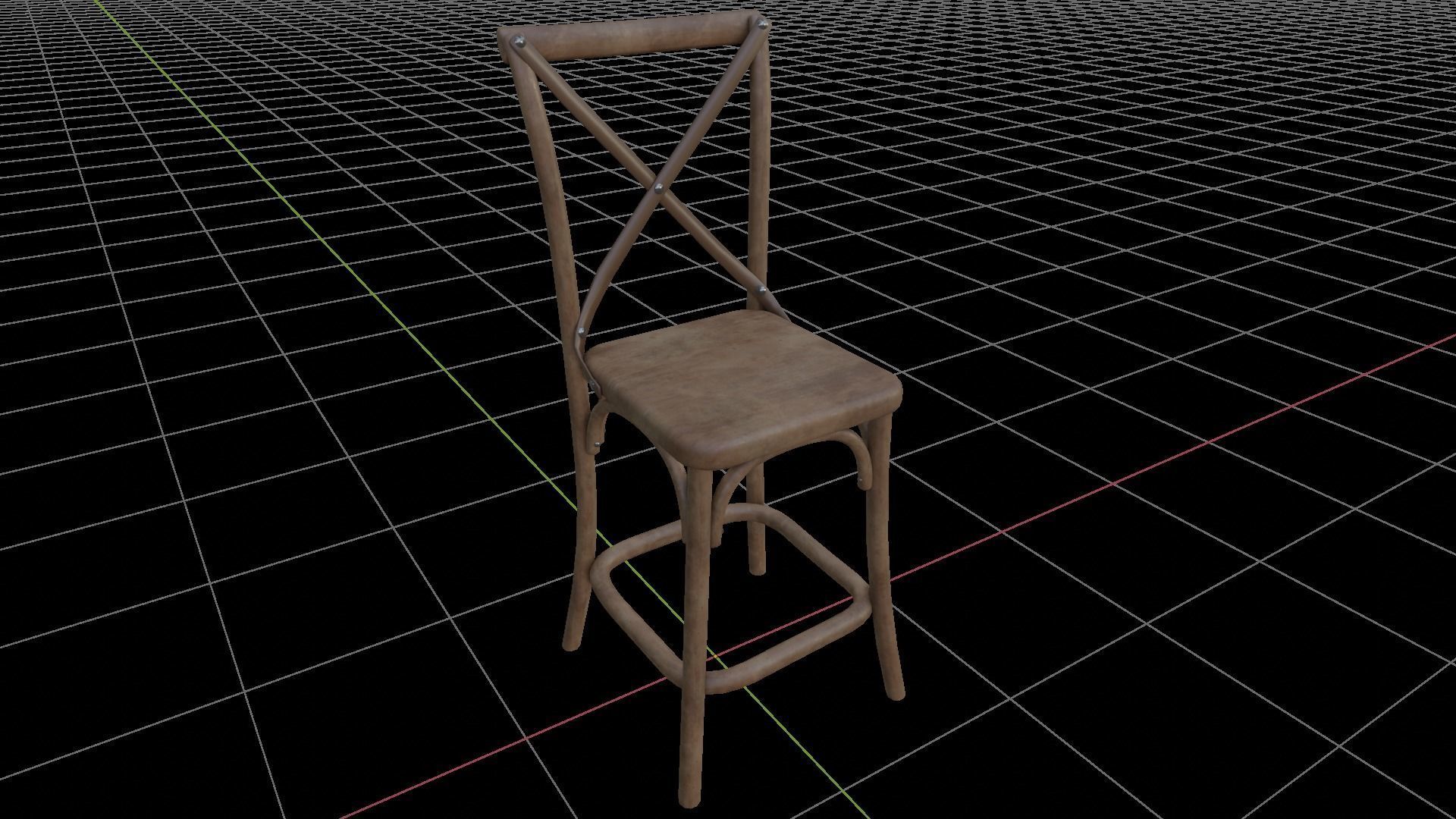 High wood cross back Chair for interiors 3D model_3