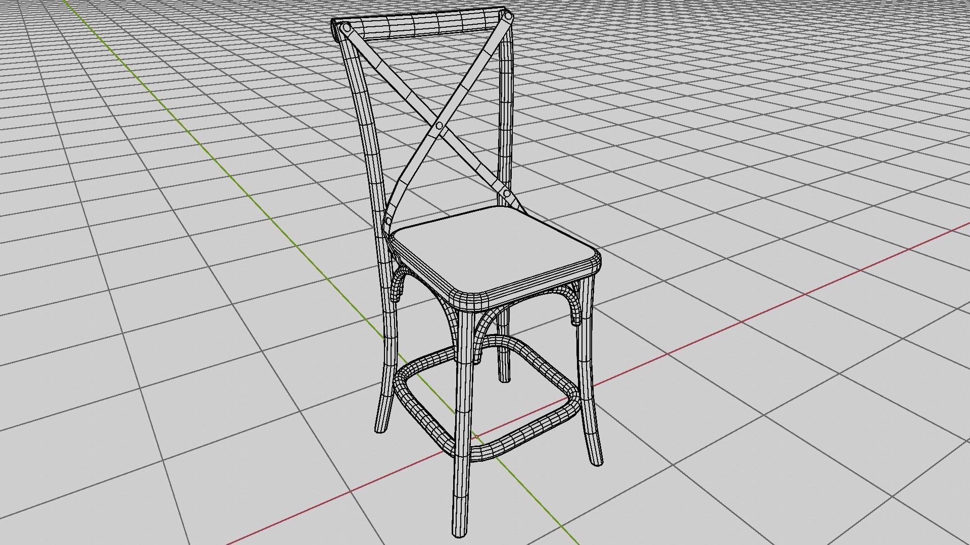 High wood cross back Chair for interiors 3D model_4