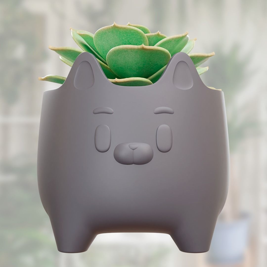 KITTEN POT - PLANTER - PLANT FOR 3D PRINT 3D print model_1