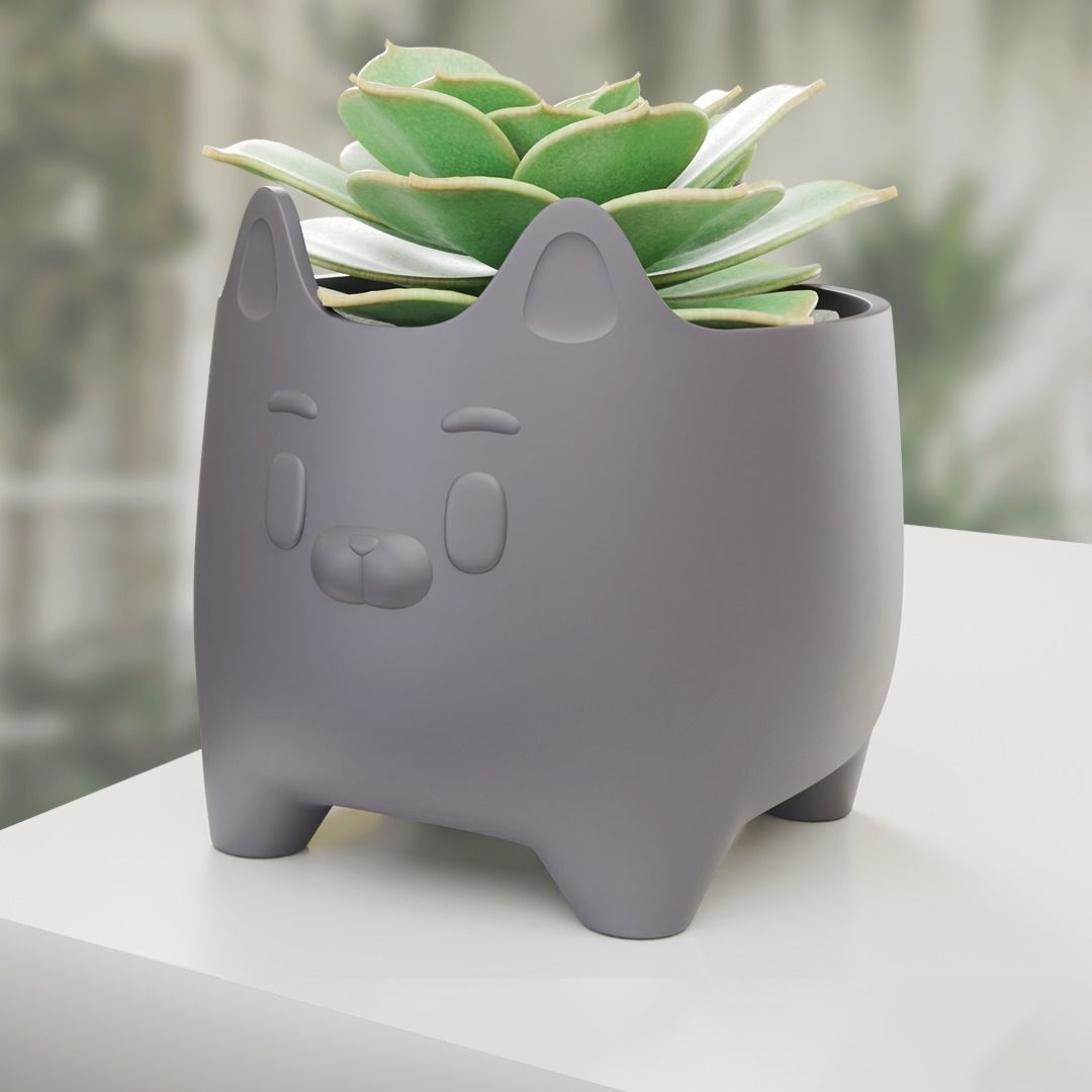 KITTEN POT - PLANTER - PLANT FOR 3D PRINT 3D print model_9