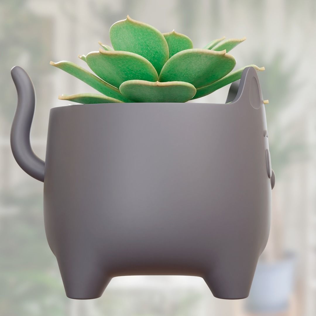 KITTEN POT - PLANTER - PLANT FOR 3D PRINT 3D print model_2
