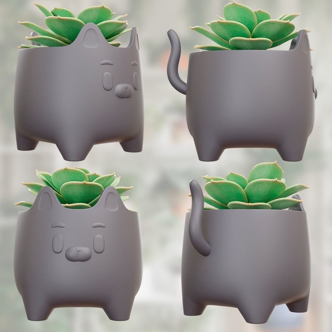 KITTEN POT - PLANTER - PLANT FOR 3D PRINT 3D print model_7