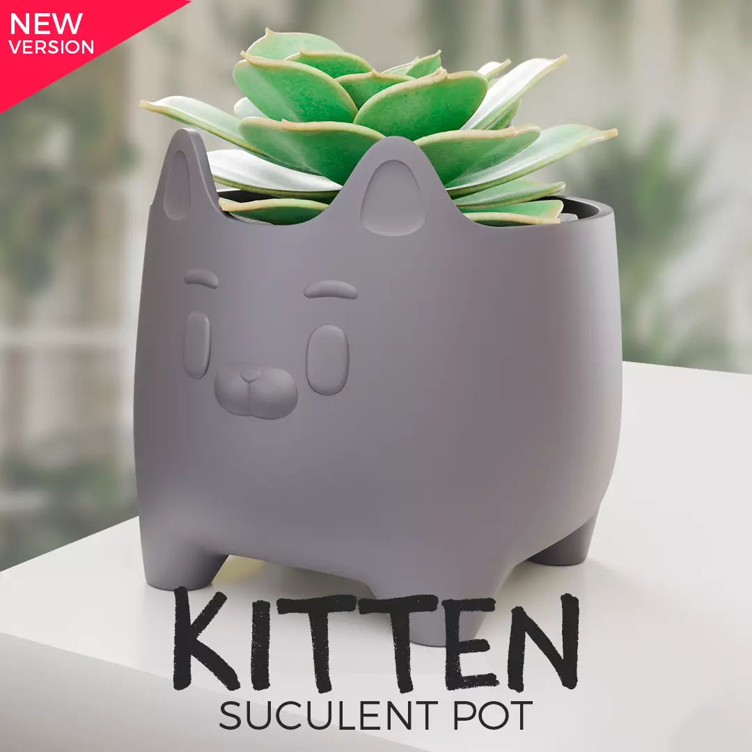 KITTEN POT - PLANTER - PLANT FOR 3D PRINT 3D print model_0
