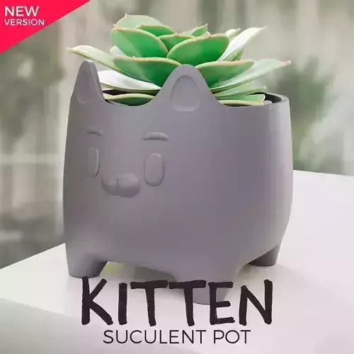 KITTEN POT - PLANTER - PLANT FOR 3D PRINT