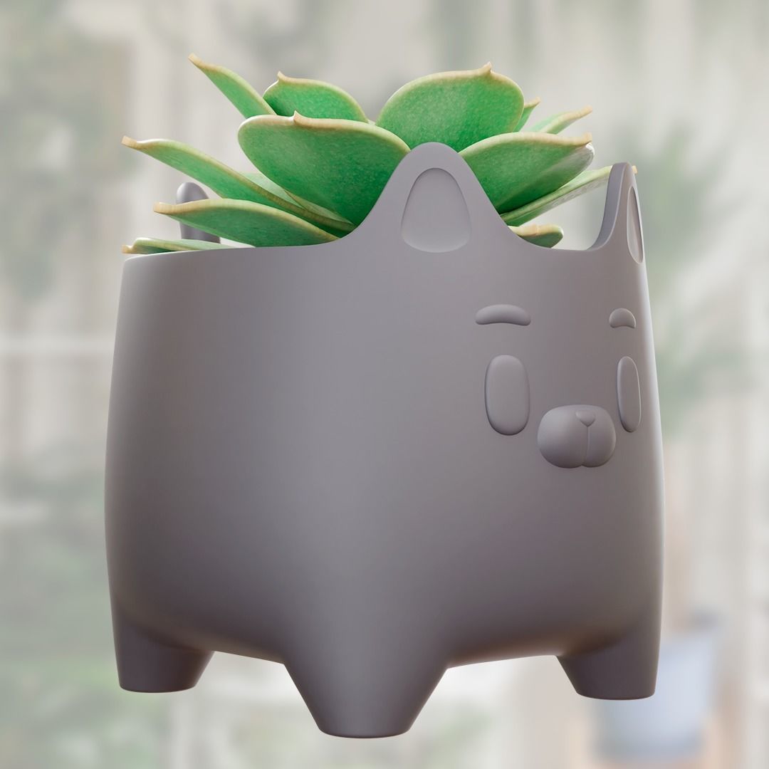 KITTEN POT - PLANTER - PLANT FOR 3D PRINT 3D print model_3