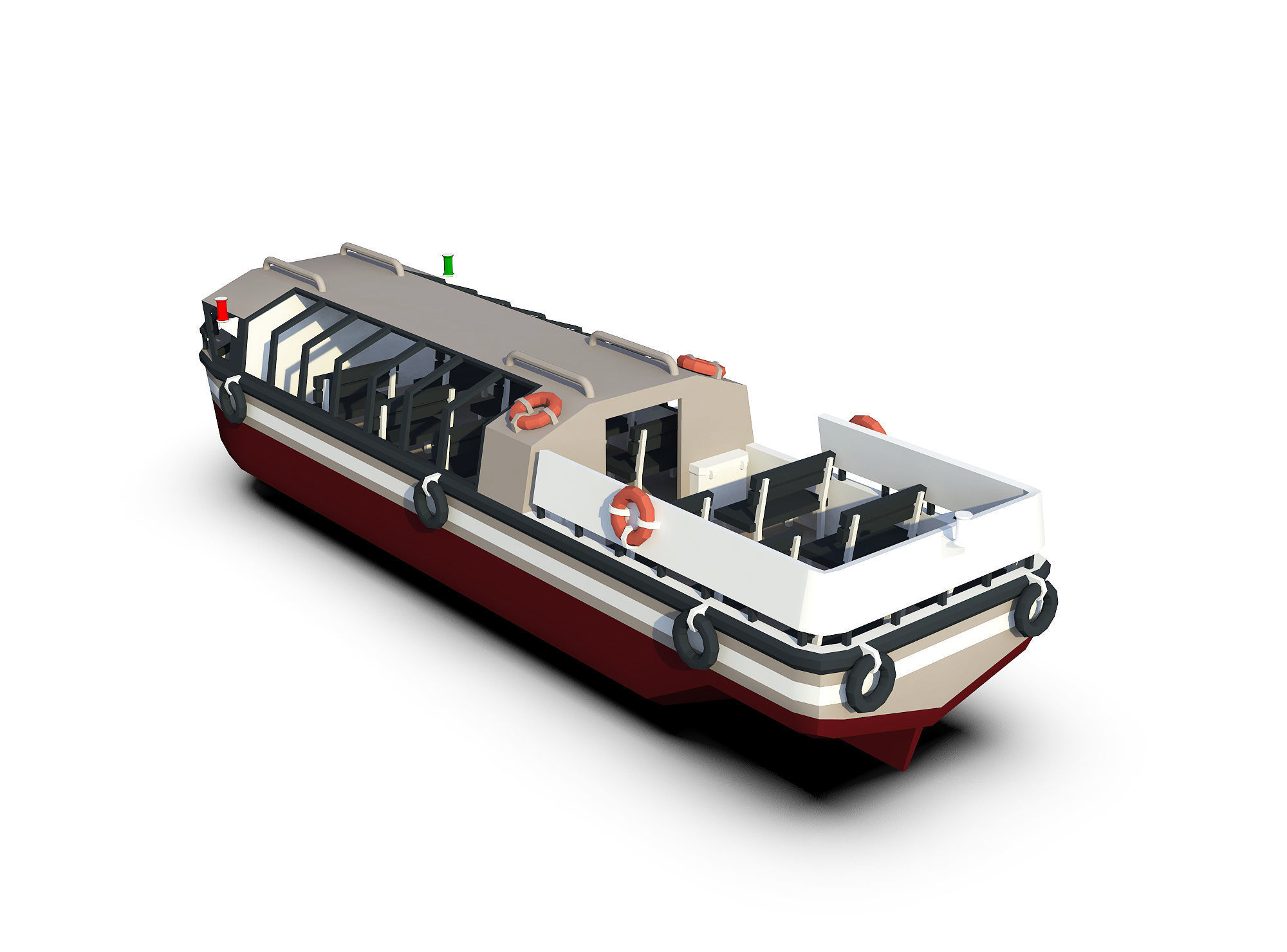 Pleasure Boat Low-poly 3D model_14