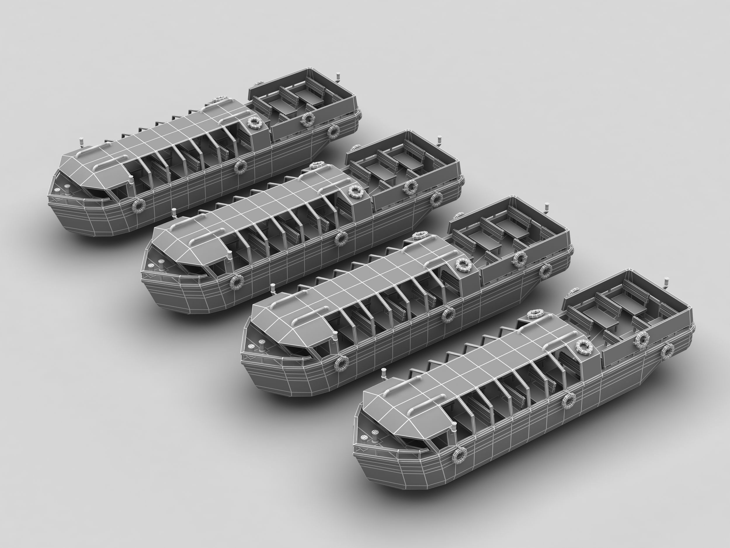 Pleasure Boat Low-poly 3D model_2