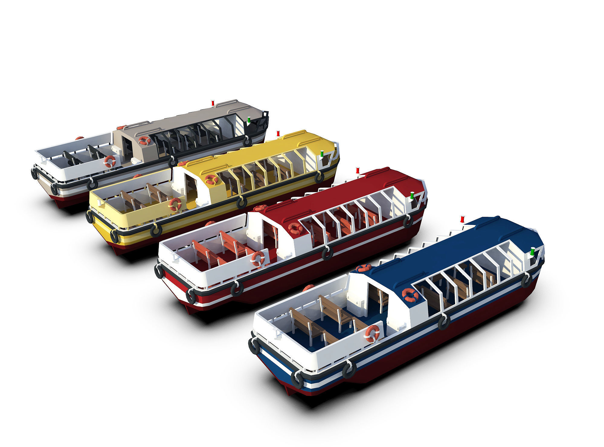 Pleasure Boat Low-poly 3D model_1