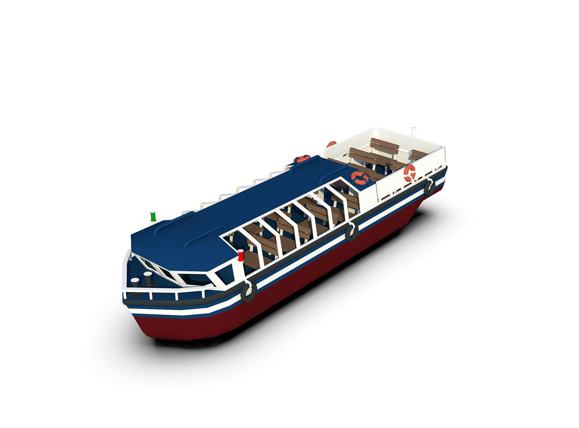 Pleasure Boat Low-poly 3D model_7