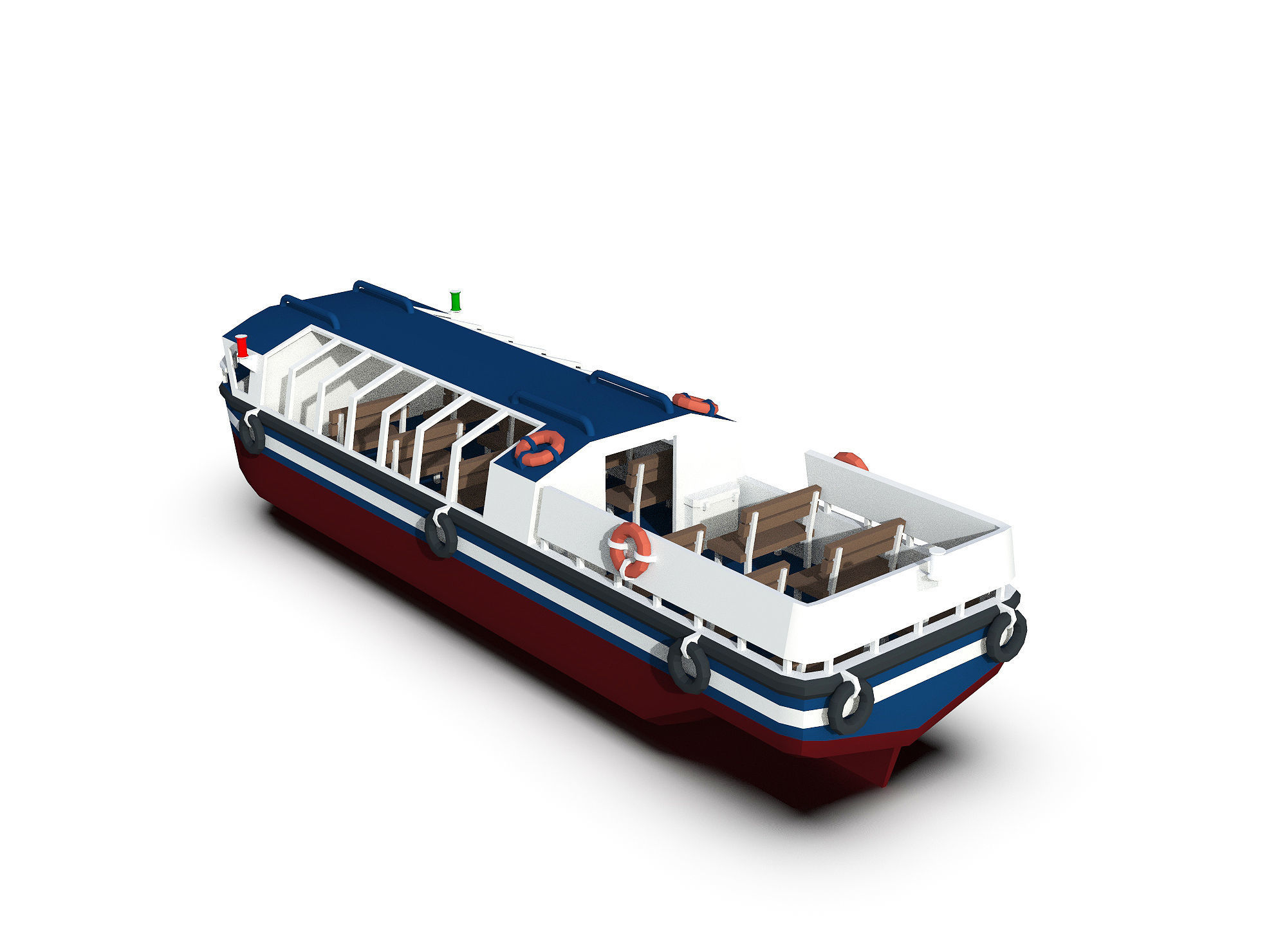 Pleasure Boat Low-poly 3D model_11