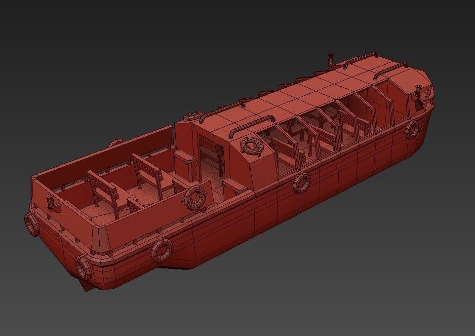 Pleasure Boat Low-poly 3D model_6