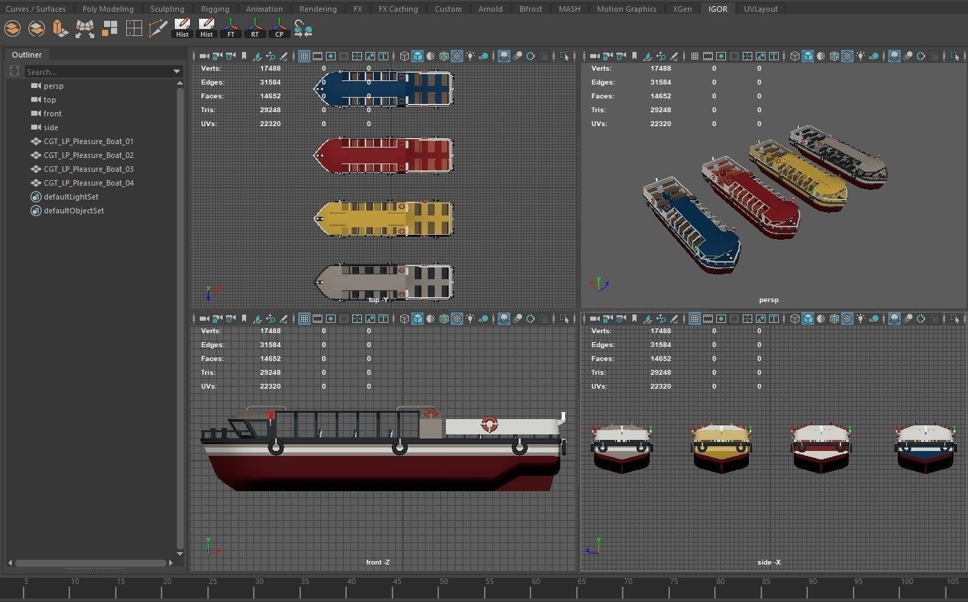Pleasure Boat Low-poly 3D model_15