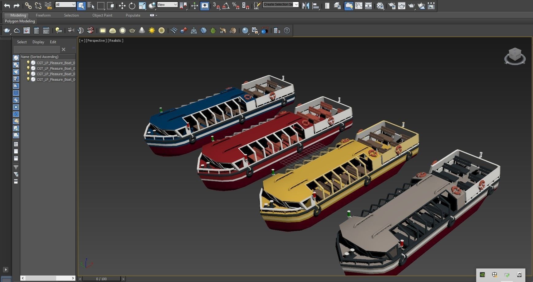 Pleasure Boat Low-poly 3D model_17