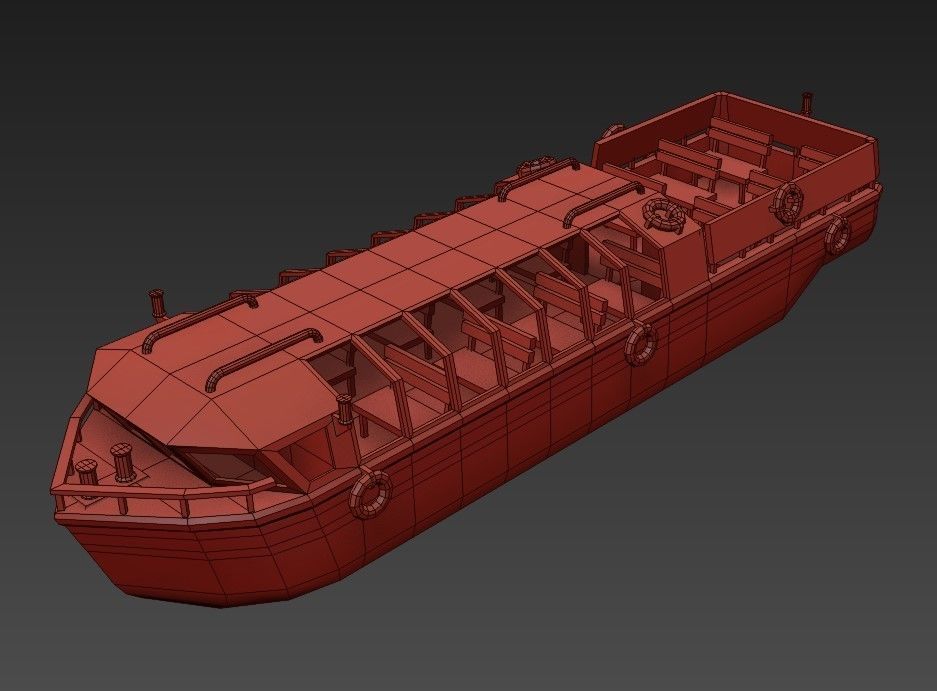 Pleasure Boat Low-poly 3D model_5