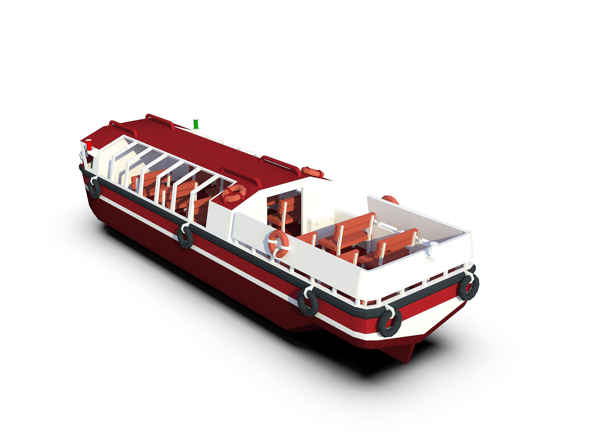 Pleasure Boat Low-poly 3D model_12