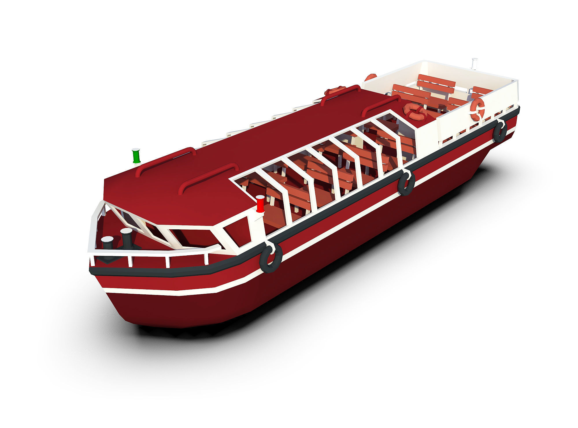 Pleasure Boat Low-poly 3D model_8