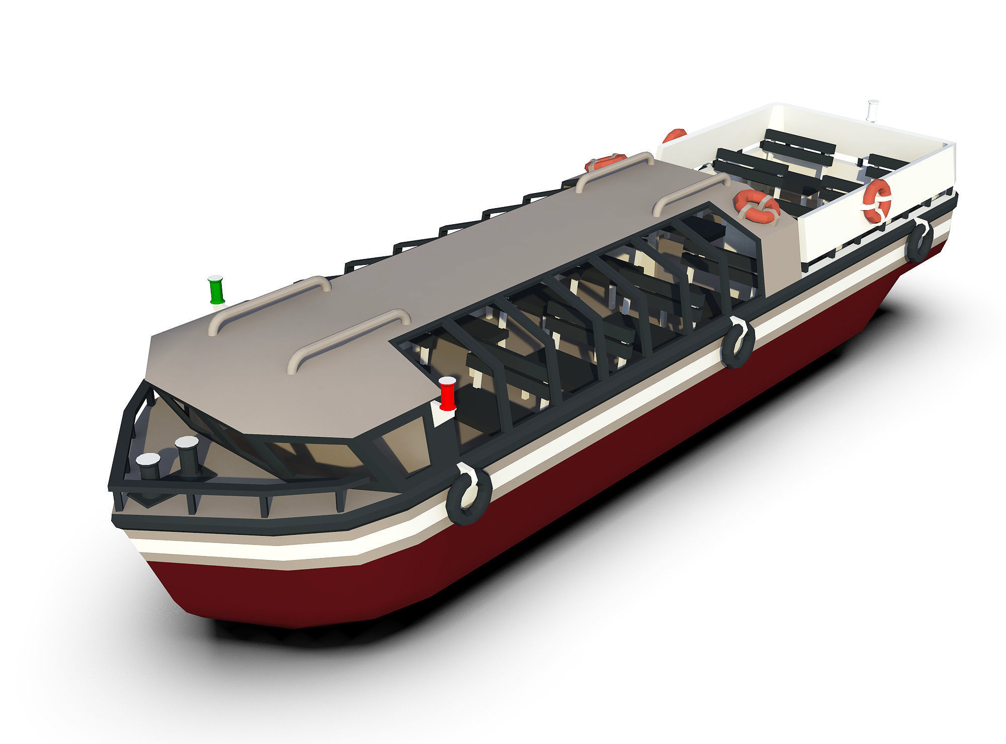 Pleasure Boat Low-poly 3D model_10