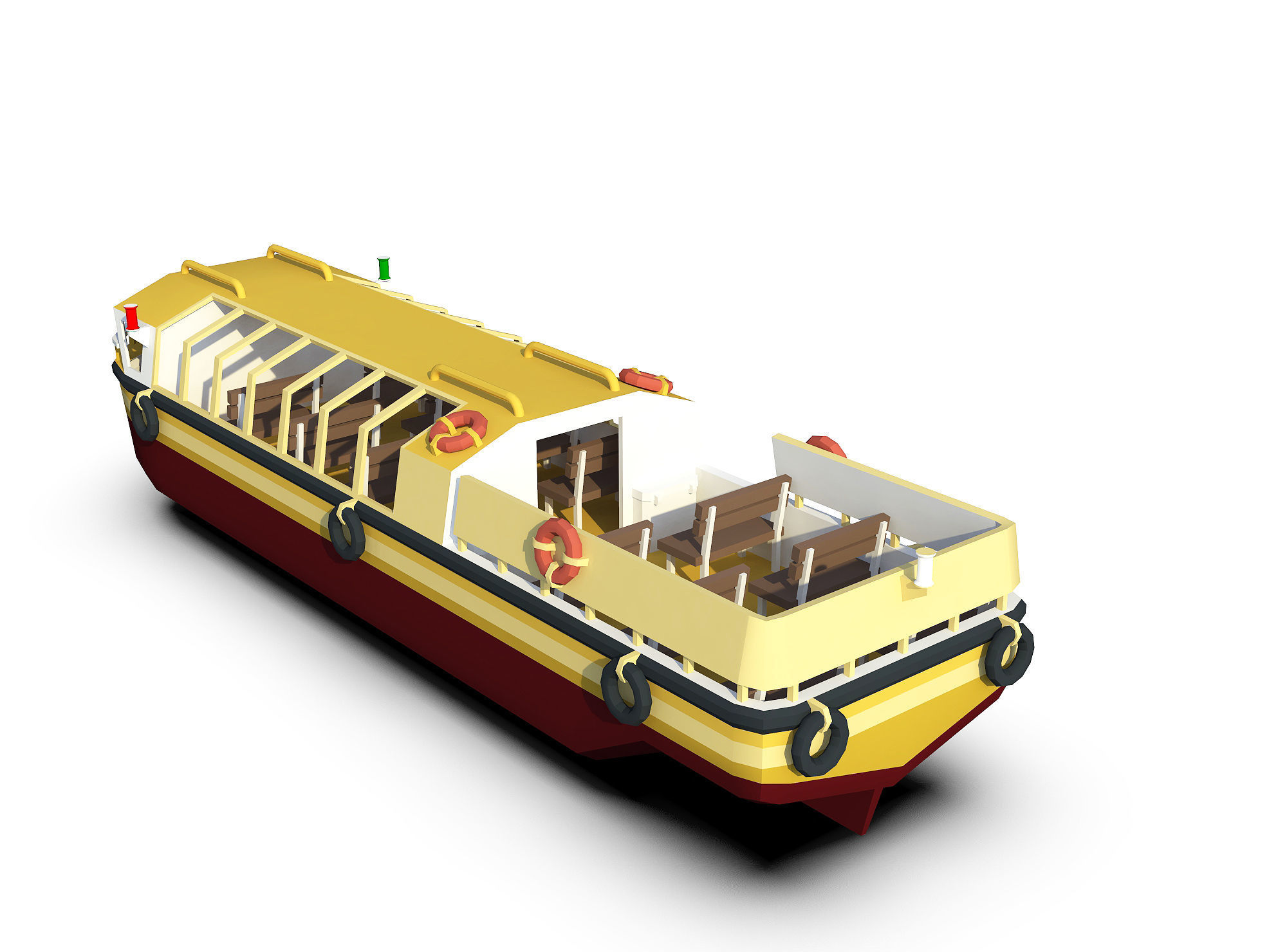Pleasure Boat Low-poly 3D model_13