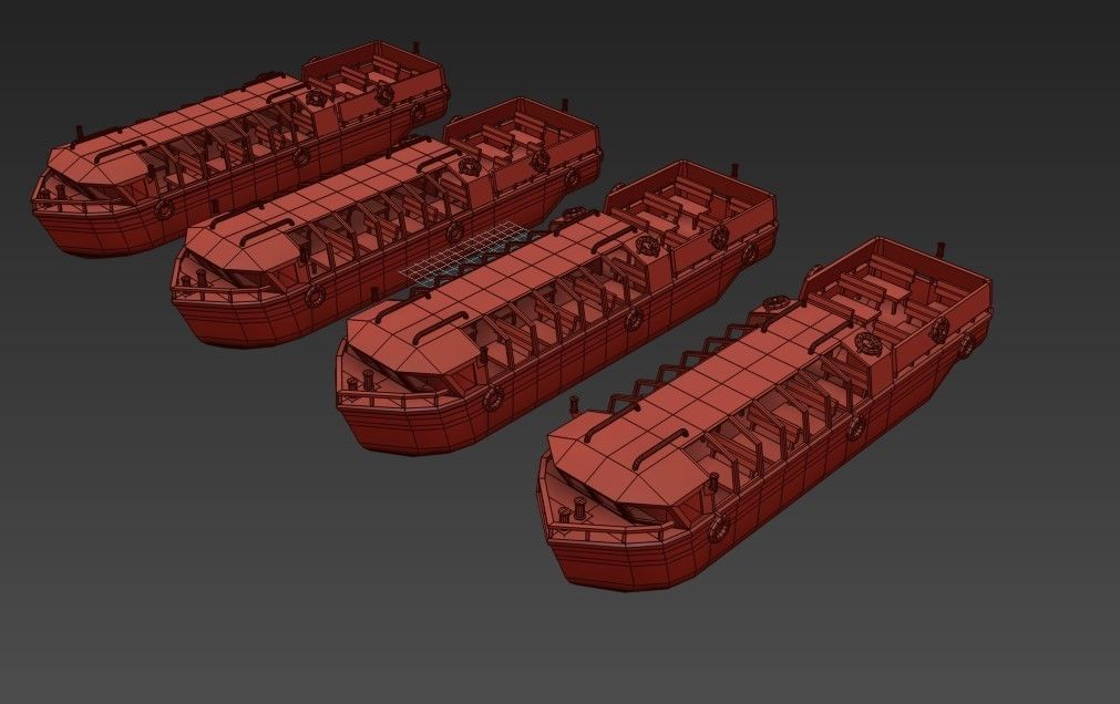 Pleasure Boat Low-poly 3D model_4