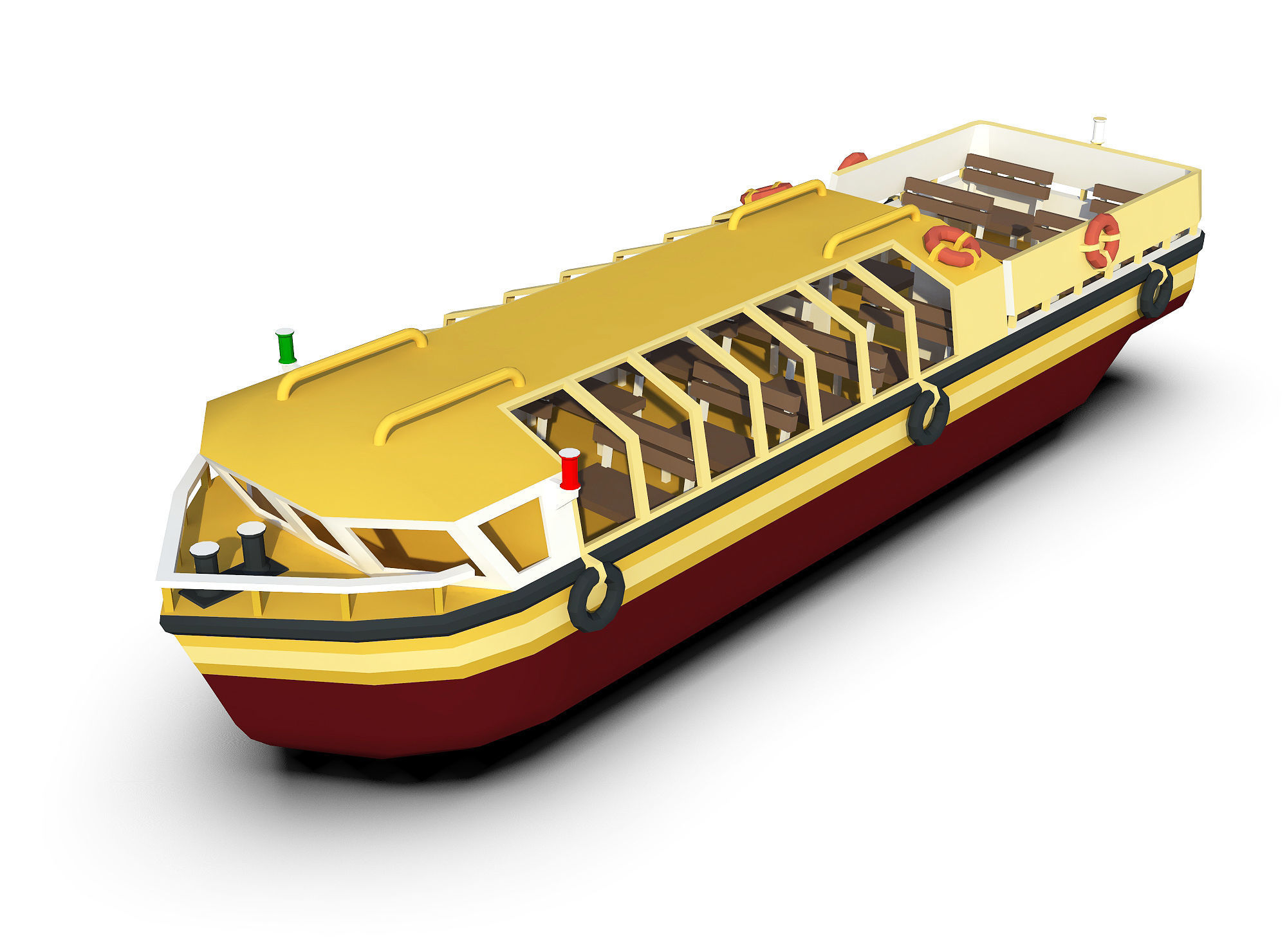 Pleasure Boat Low-poly 3D model_9