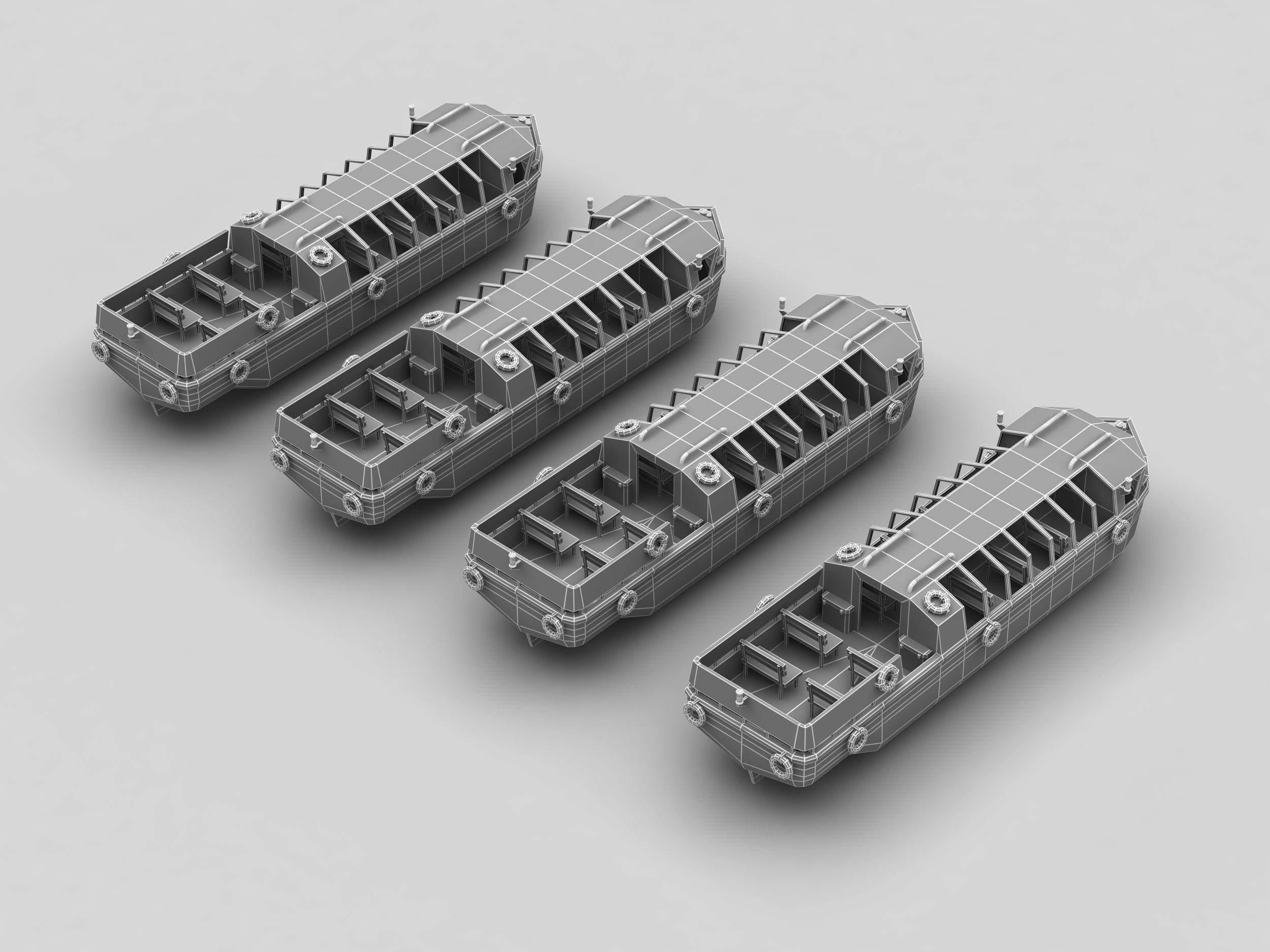 Pleasure Boat Low-poly 3D model_3