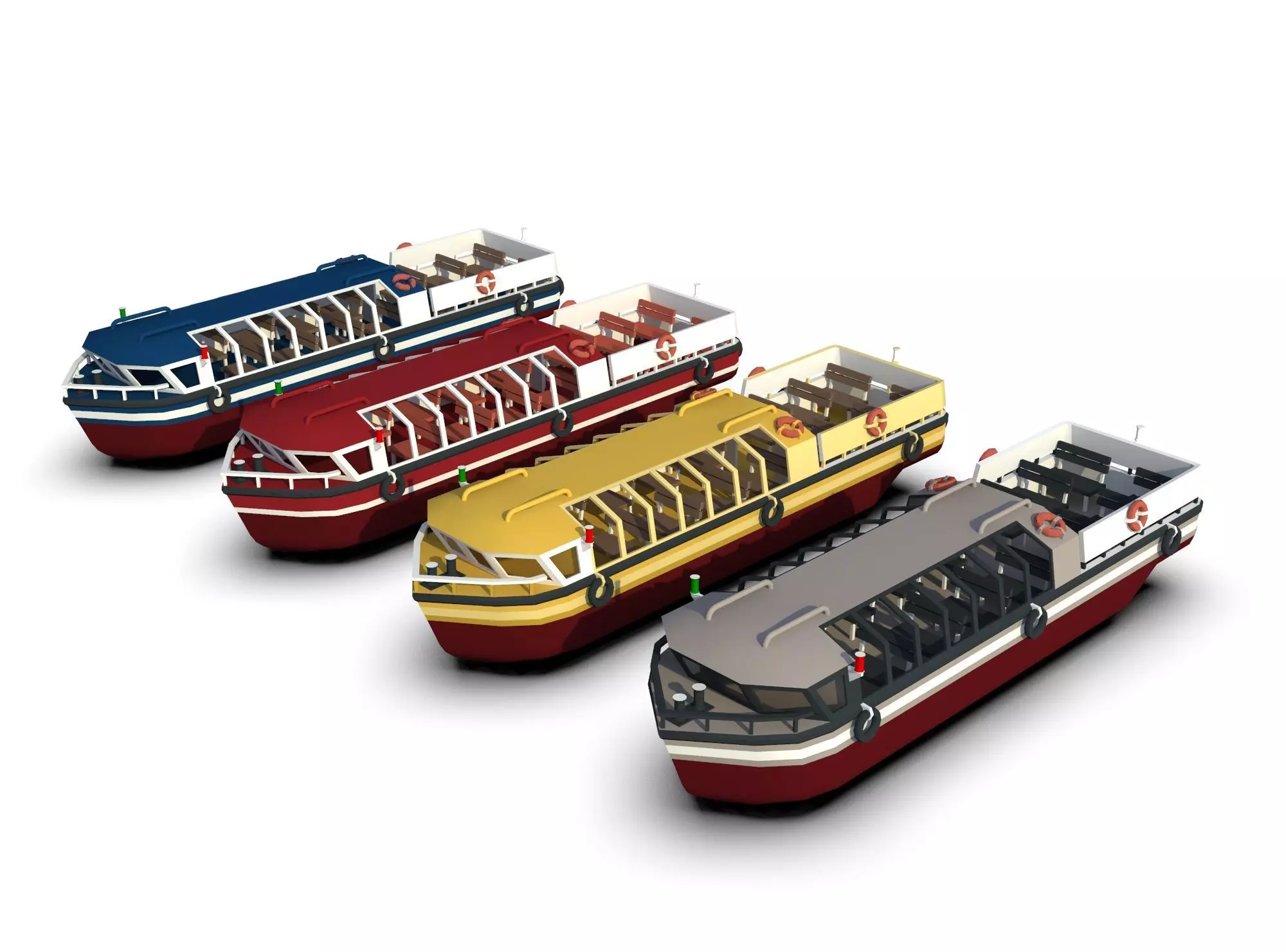 Pleasure Boat Low-poly 3D model_0