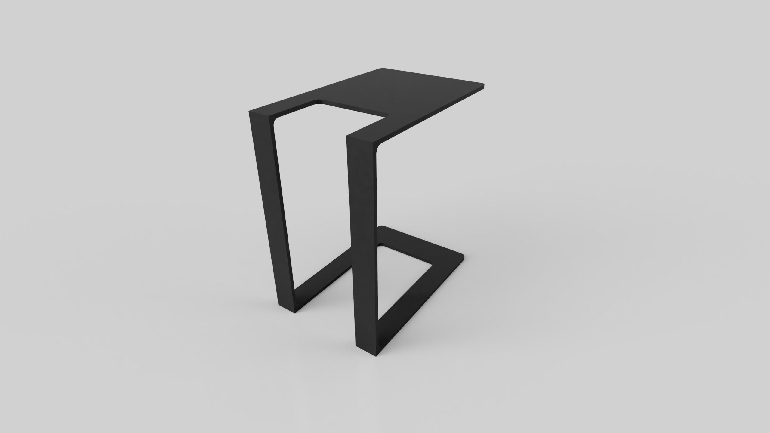 Side Table Massive Steel Coated in Metallic effect 3D model_4
