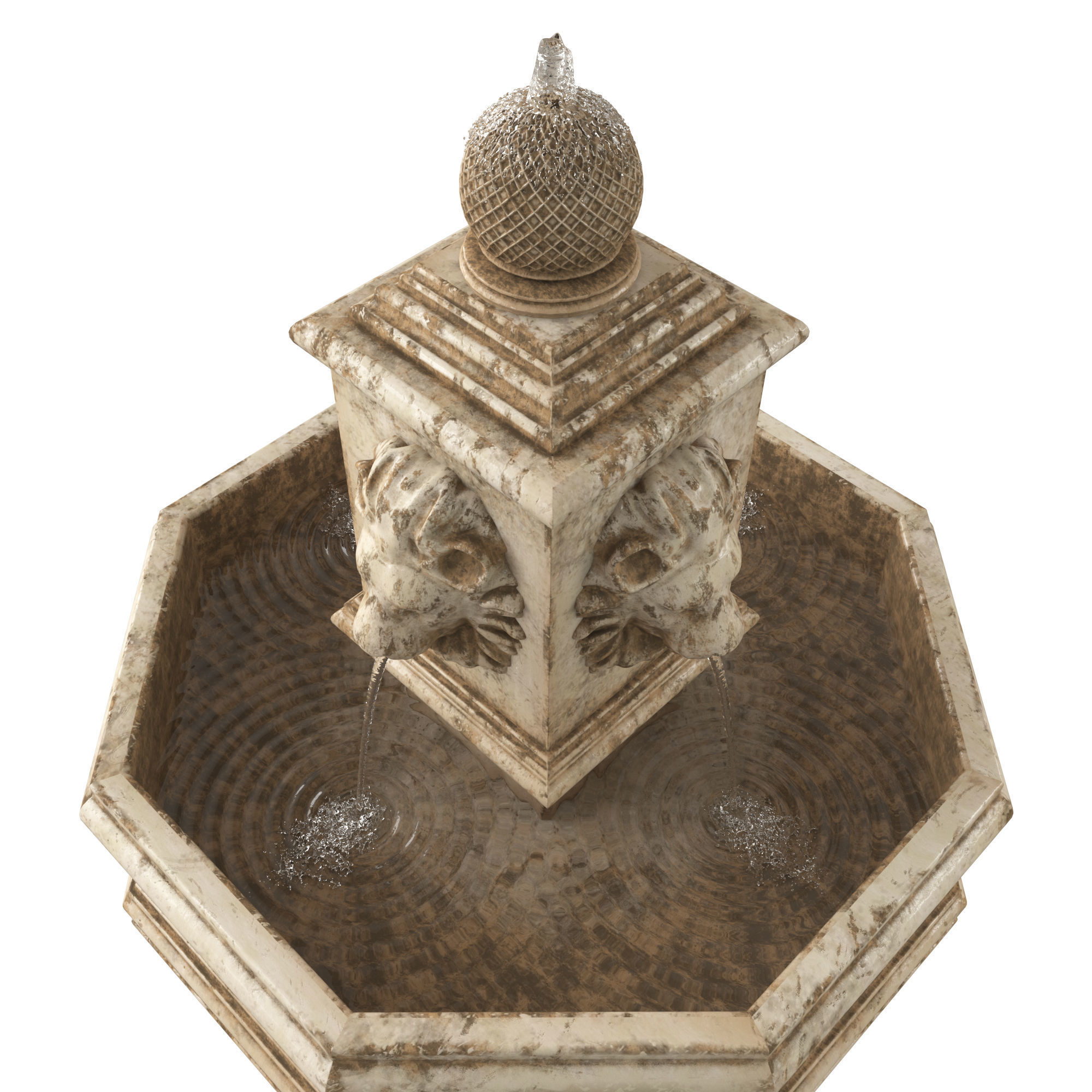 Classic Lion Fountain 3D model_3