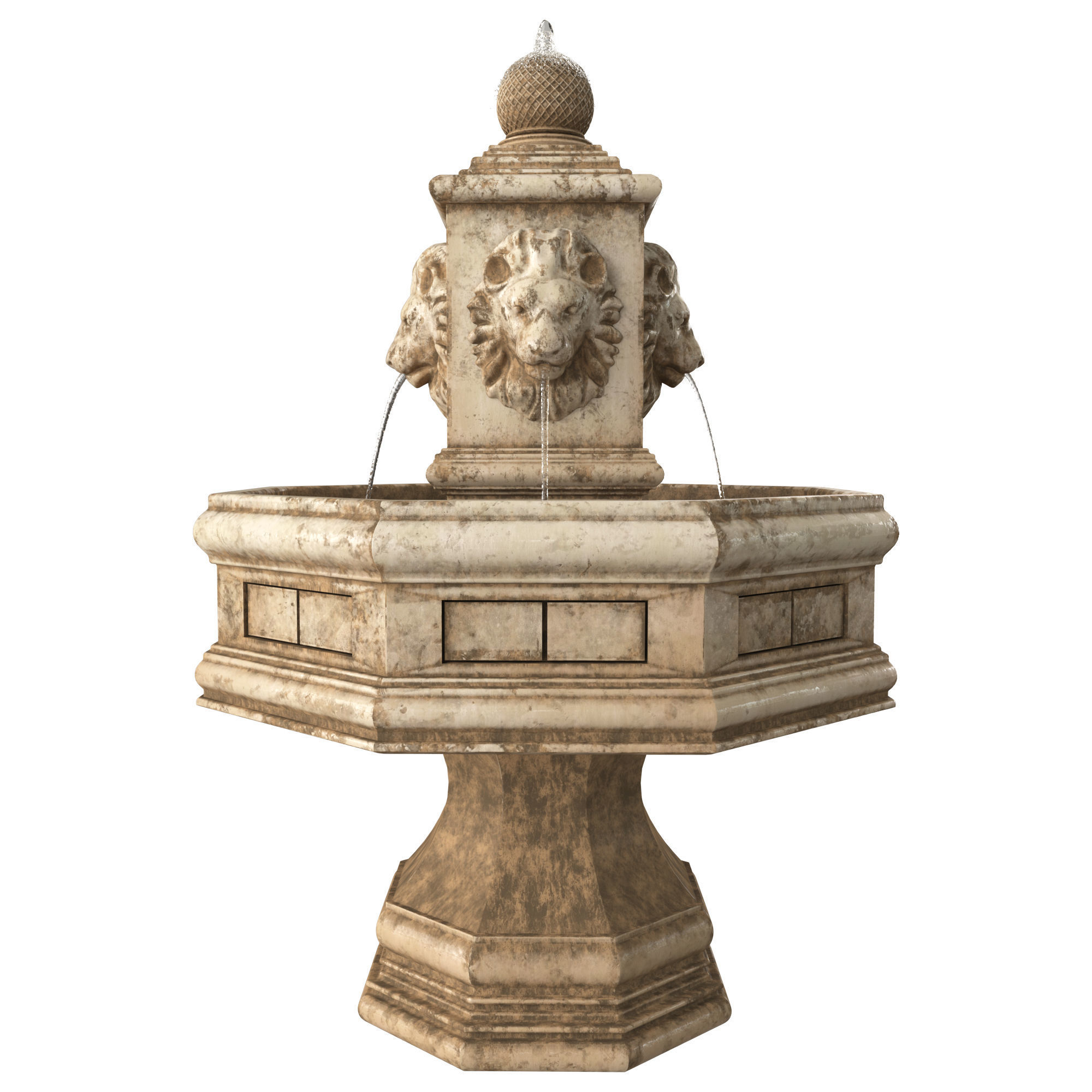 Classic Lion Fountain 3D model_2