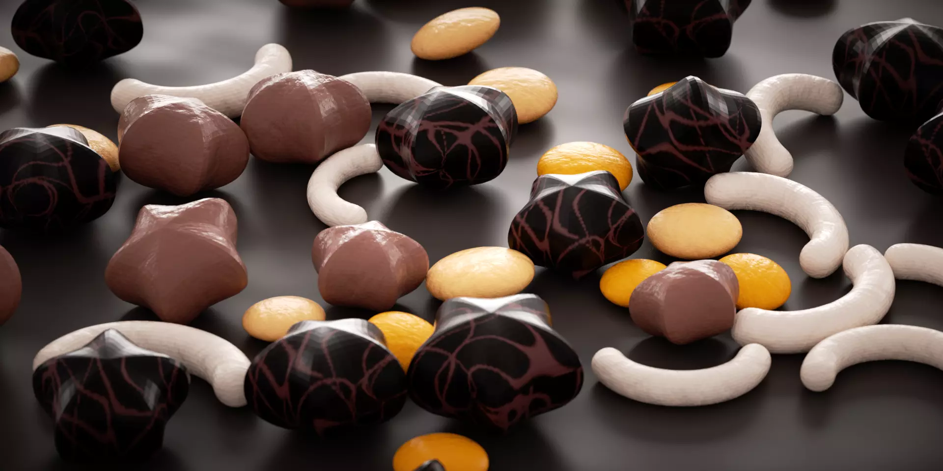 3D chocolate Model chocolates and nuts 3D model
