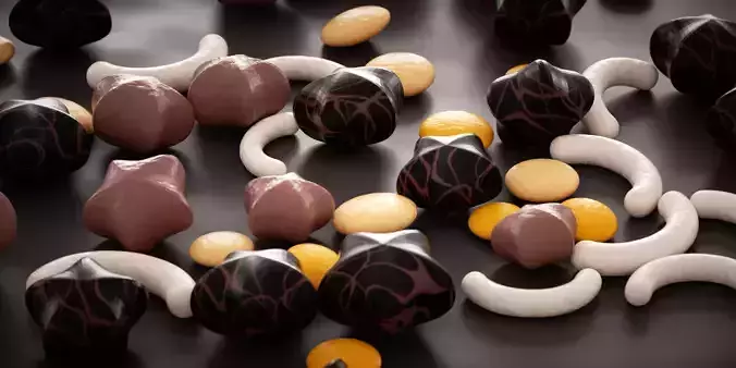 3D chocolate Model chocolates and nuts