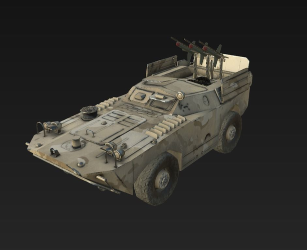 BRDM-1W Rocket Launcher Low-poly 3D model